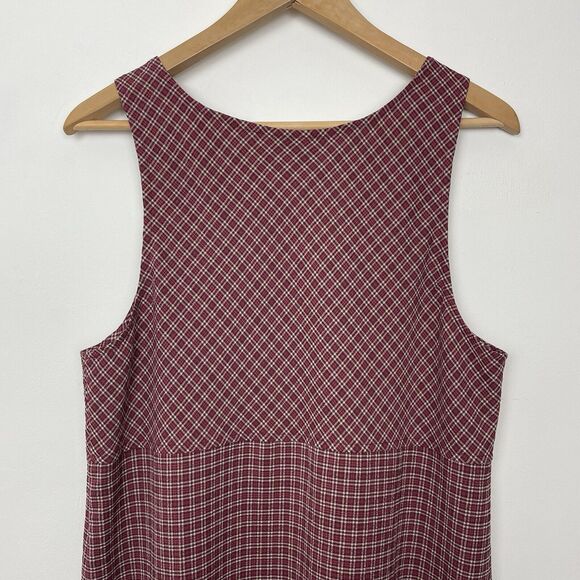 Talbots Plaid Red Tan Sleeveless Jumper Dress Plaid 10 Petite Made in USA - Picture 9 of 12